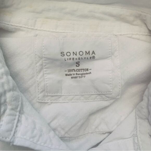 Sonoma White Button Down Collared Shirt Size Small - Picture 9 of 12